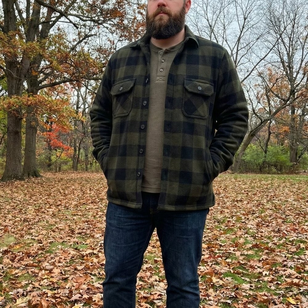 Croft & Barrow Men's Green Plaid Shacket, Size XL